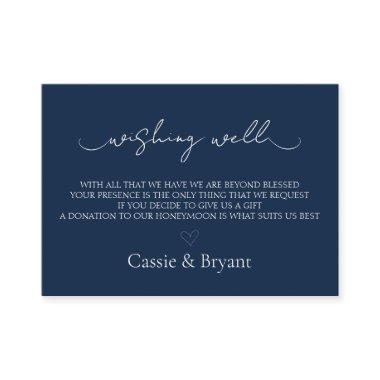 Modern Script Navy Blue Wedding Wishing Well Enclosure