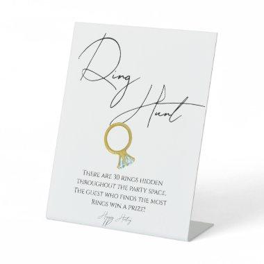 Modern script ring hunt bridal shower game sign