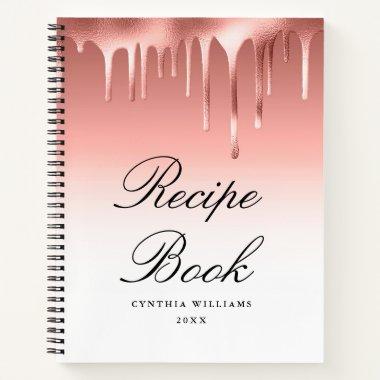 modern script rose gold Recipe Book