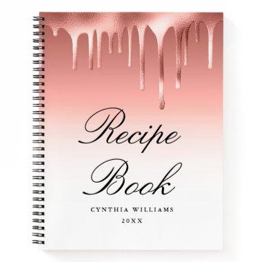 modern script rose gold Recipe Book