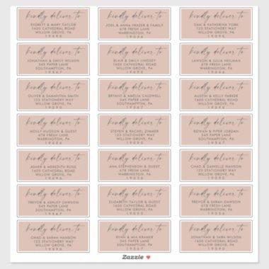 Modern Script Salmon Wedding Guest Address Labels