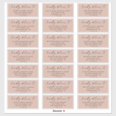 Modern Script Salmon Wedding Guest Address Labels