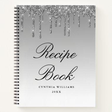 modern script silver glitter Recipe Book