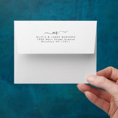 Modern Script Swash Monogram Couple Stationery Envelope