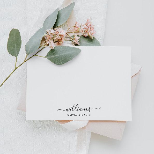 Modern Script & Swash Monogram Couple Stationery Note