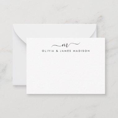 Modern Script Swash Monogram Couple Stationery Note Invitations