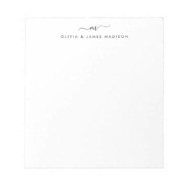 Modern Script Swash Monogram Couple Stationery Notepad