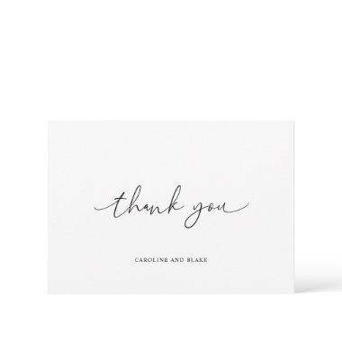 Modern Script Swashes Black White Thank You