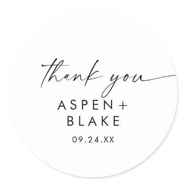 Modern Script Thank You Wedding Favor Sticker