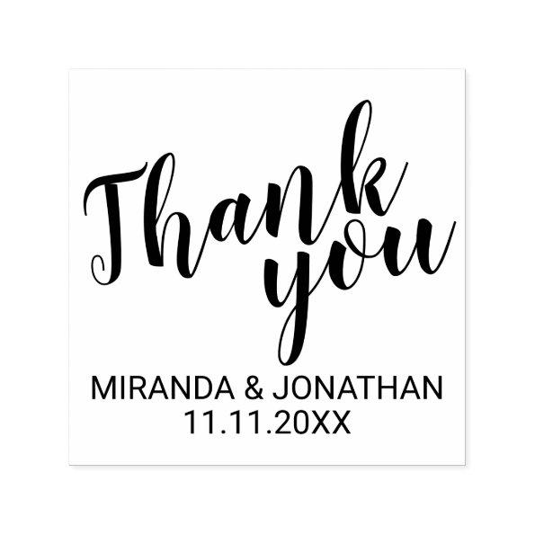 Modern Script Wedding Favor Thank You Self-inking Stamp