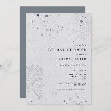 Modern Seashell Watercolor Beach Bridal Shower Invitations