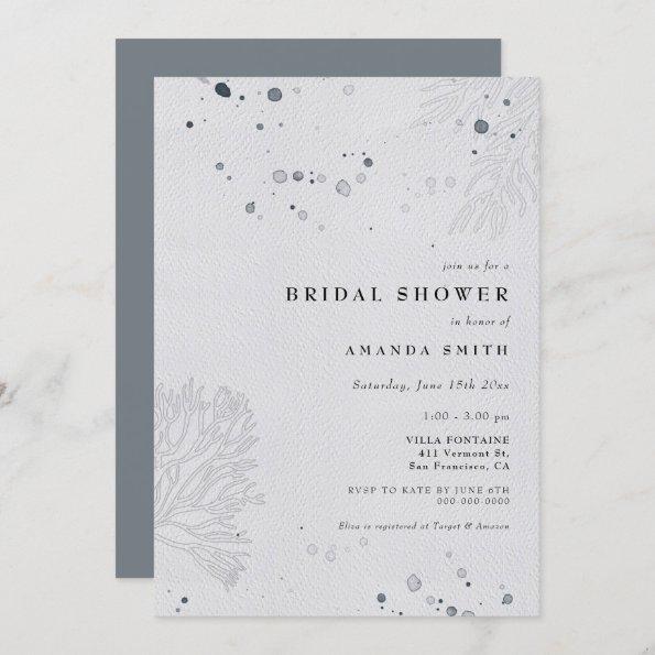 Modern Seashell Watercolor Beach Bridal Shower Invitations