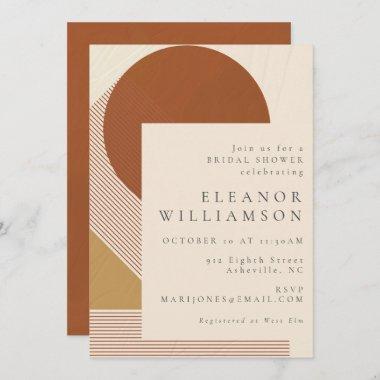 Modern Shapes and Lines Copper Gold Bridal Shower Invitations