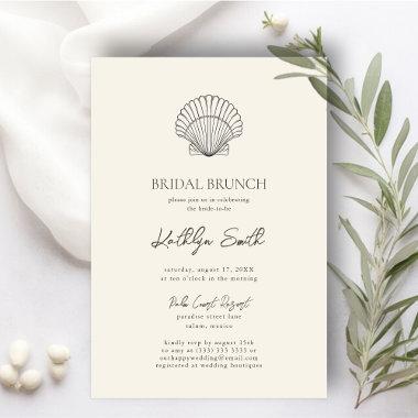 Modern Shell Beach Ocean Wedding Bridal Brunch Invitations