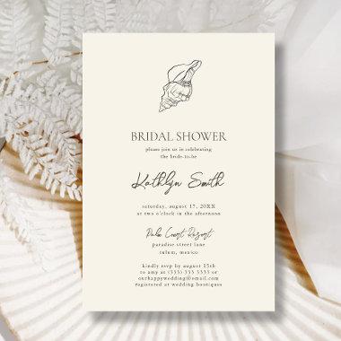 Modern Shell Beach Ocean Wedding Bridal Shower Invitations