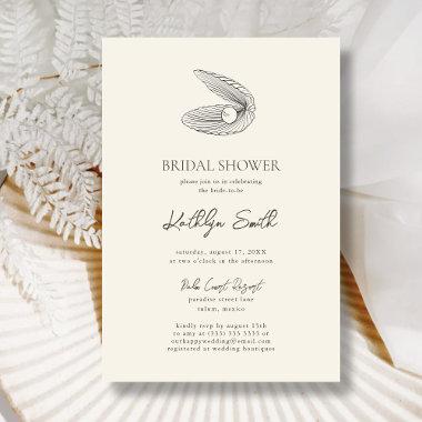 Modern Shell Beach Ocean Wedding Bridal Shower Invitations
