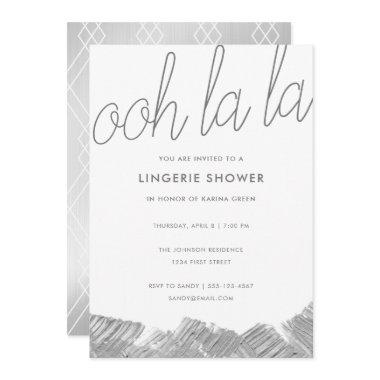 Modern Silver Brush Stroke Lingerie Shower Invite