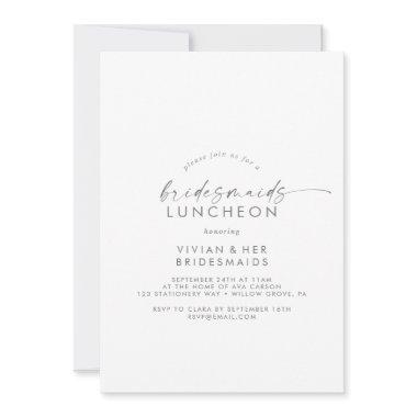 Modern Silver Script Bridesmaids Luncheon Invitations