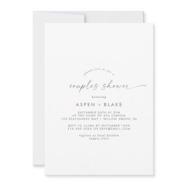 Modern Silver Script Couples Shower Invitations