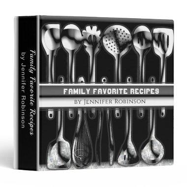 Modern Silver Utensils Recipe Cookbook 3 Ring Binder