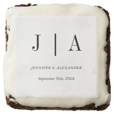 Modern Simple Black And White Monogram Wedding Brownie