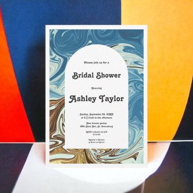 Modern Simple Blue Abstract Art Bridal Shower Invitations