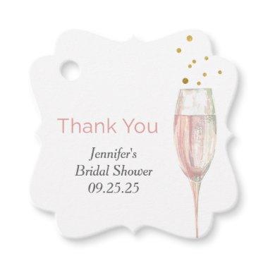 modern simple blush pink champagne bridal brunch favor tags