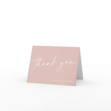 Modern simple blush pink white script thank you Invitations