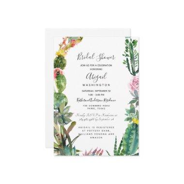 Modern Simple Cactus Succulent Bridal Shower Invitations