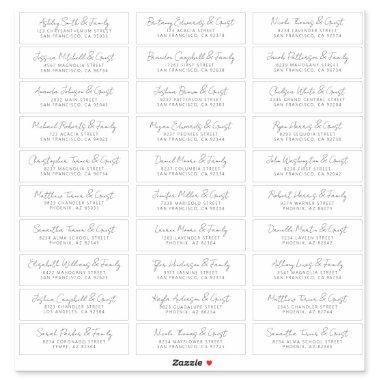 Modern Simple Chic Wedding Guest Names Address Sticker
