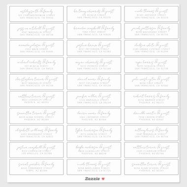 Modern Simple Chic Wedding Guest Names Address Sticker