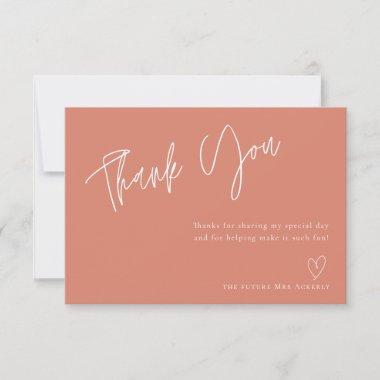 Modern Simple Coral Bridal Shower Thank You Invitations