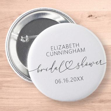 Modern Simple Elegant Minimal Heart Bridal Shower Button