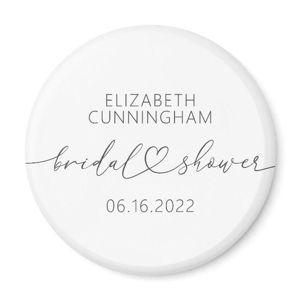 Modern Simple Elegant Minimal Heart Bridal Shower Magnet