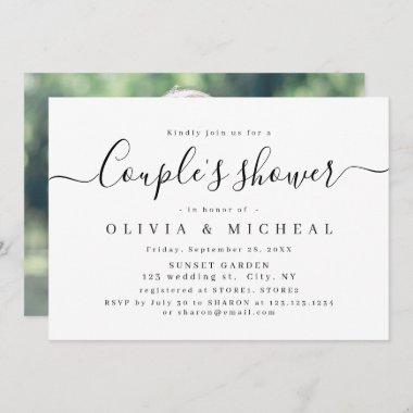Modern simple elegant script couples shower Invitations