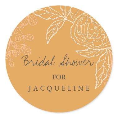 Modern Simple Floral Harvest Gold  Classic Round Sticker