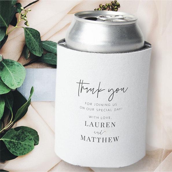 Modern Simple Minimalist Chic Wedding Thank You Can Cooler