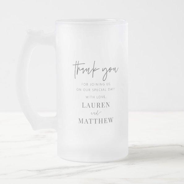 Modern Simple Minimalist Chic Wedding Thank You Frosted Glass Beer Mug