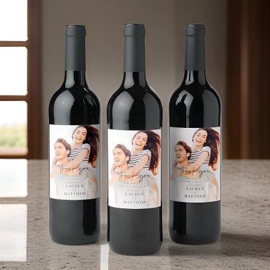 Modern Simple Minimalist Chic Wedding Thank You Wine Label