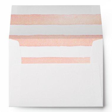 Modern Simple Minimalistic Pink Watercolor Striped Envelope