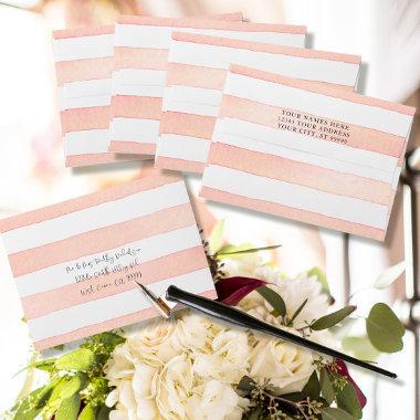 Modern Simple Minimalistic Watercolor Pink Striped Envelope