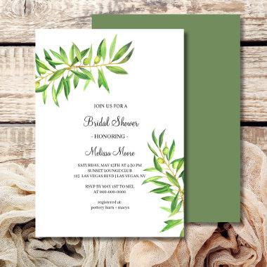 Modern simple olive branch bridal shower Invitations