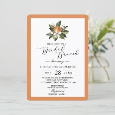 Modern Simple Orange & Green Leaf Invitations