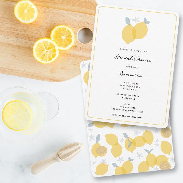 Modern Simple Pastel Citrus Lemons Bridal Shower Invitations