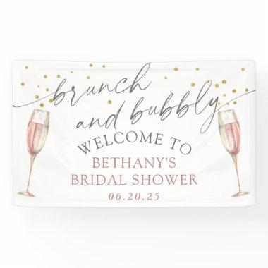 Modern simple pink brunch and bubbly bridal shower banner