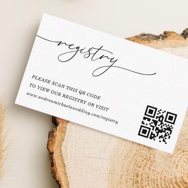 Modern Simple Script QR Code Wedding Gift Registry Enclosure Invitations