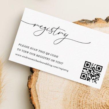 Modern Simple Script QR Code Wedding Gift Registry Enclosure