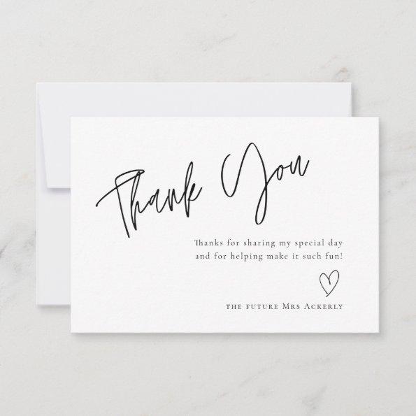 Modern Simple White Bridal Shower Thank You Invitations