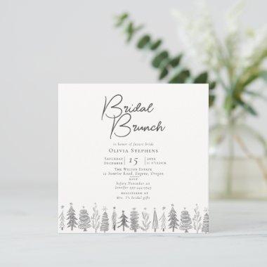 Modern Simple White Christmas Winter Bridal Brunch Invitations
