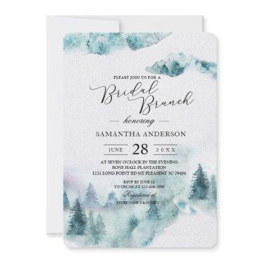 Modern Simple Winter Green & White Trees Invitations